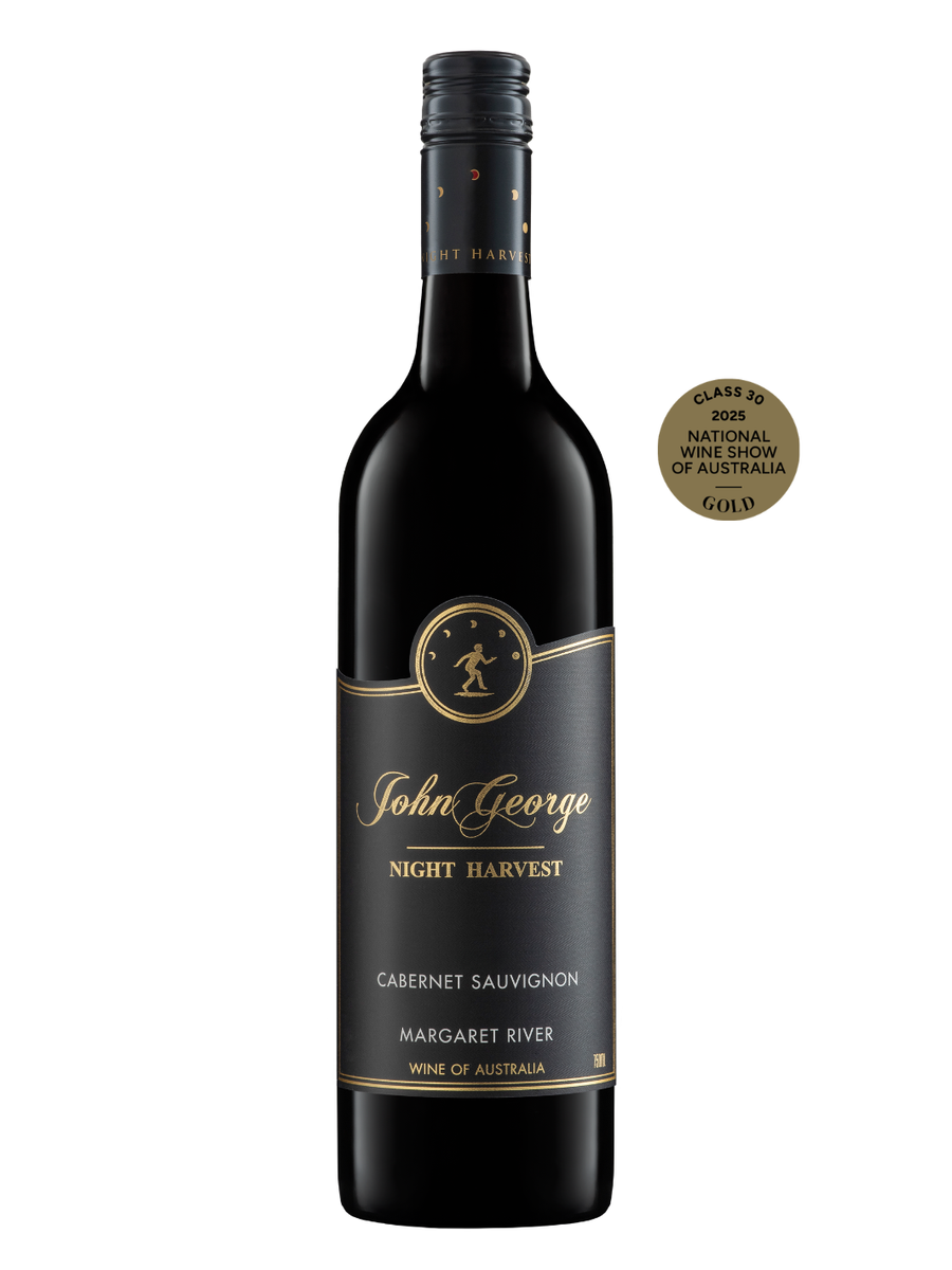 John George Night Harvest Cabernet Sauvignon wine bottle on a white background